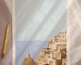 La Piramide Positano, Positano, Italy, italian dream, italian summer, italian food, italian lifestyle, illustration, mediterranean