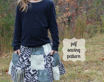 Eine Tasche voller Posies Patchwork-Rock ~ Sofort-Download-PDF-Schnittmuster