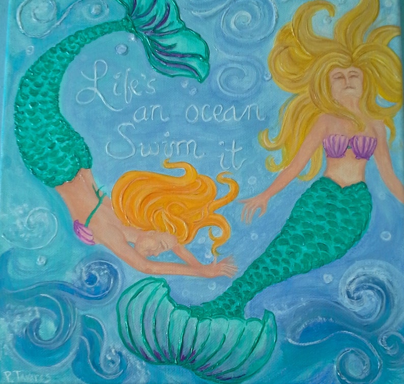  Mermaid  painting  acrylic  on canvas original mythical Etsy