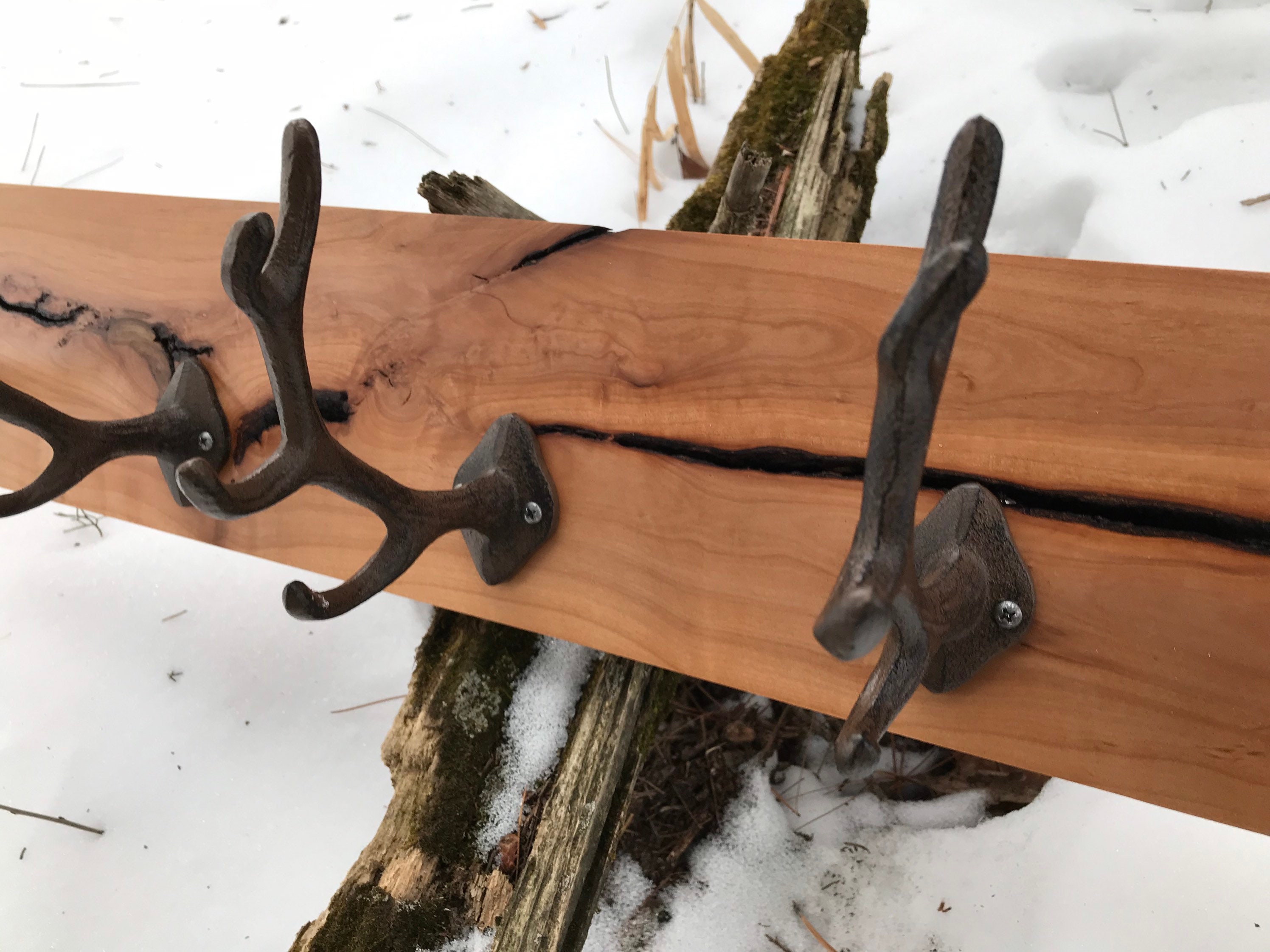 Rustic Coat Rack / Hall Tree / Cabin Coat Hook / Antler Coat Etsy