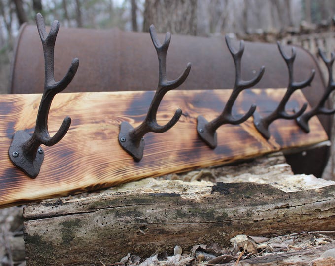 Rustic Coat Rack / Hall Tree / Wall Mount Coat Rack / Antler Coat Rack