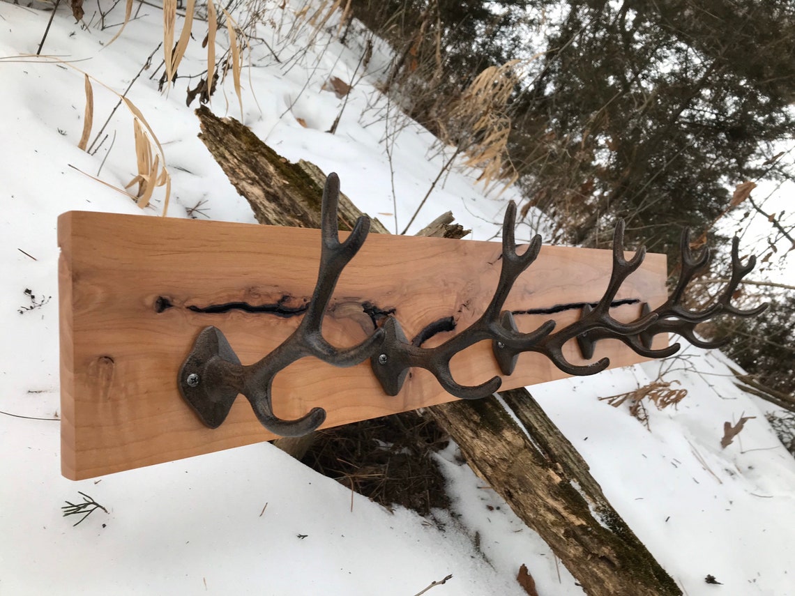 Rustic Coat Rack / Hall Tree / Cabin Coat Hook / Antler Coat Etsy
