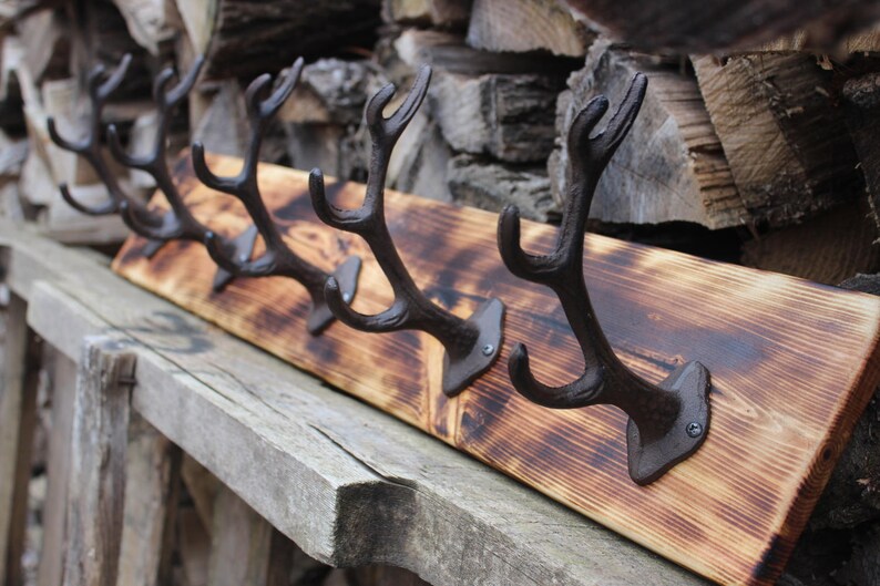 Rustic Coat Rack / Hall Tree / Wall Mount Coat Rack / Antler Etsy