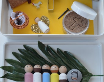 Easter Sensory Kit, Easter Bible Toy, Easter Peg Doll, Animal Sensory Kit, Loose Parts, Montessori Toy, Bible Craft, Play-doh