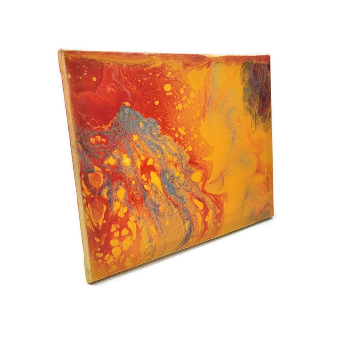 Acrylic Fluid Art Painting, Stretched Canvas, Original 8x10, Abstract