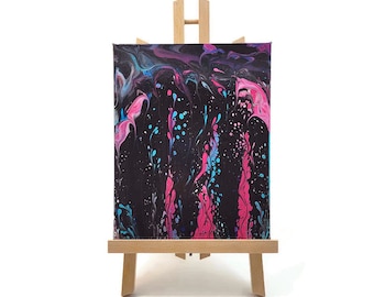 Acrylic Fluid Art Painting: Retro Whimsical Raindrops, 8x10 Canvas