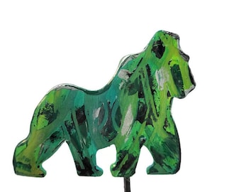 Handmade Resin Coated Ape Plant Stake • Whimsical Garden Decor
