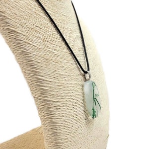 White With Green Vine Lines Fused Glass Pendant Necklace, Jewelry, Nature Lover, Woman's Gift Idea, Saint Patrick's Day, Casual Wear, Spring image 8