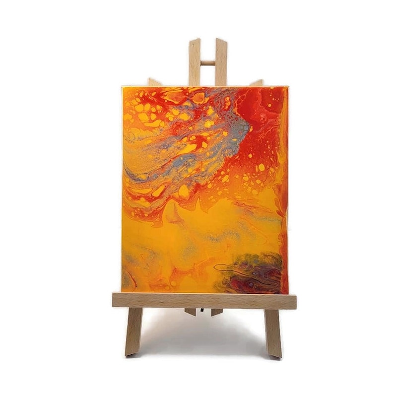 Acrylic Fluid Art Painting, Stretched Canvas, Original 8x10, Abstract