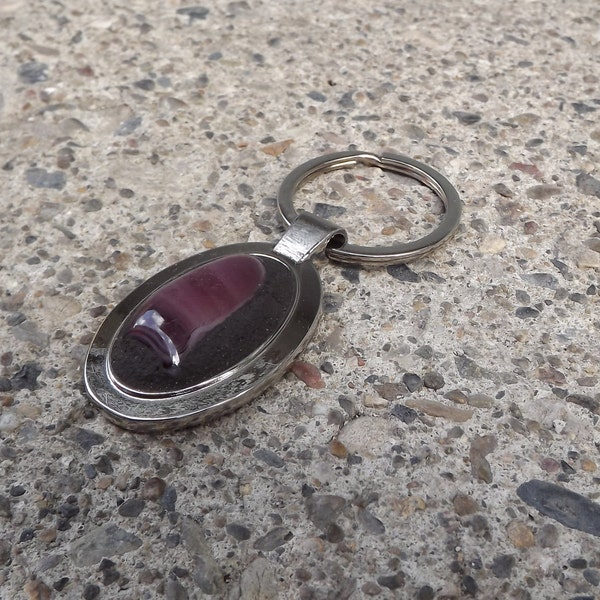 Key Chain/ Fused Glass Purple Key Chain