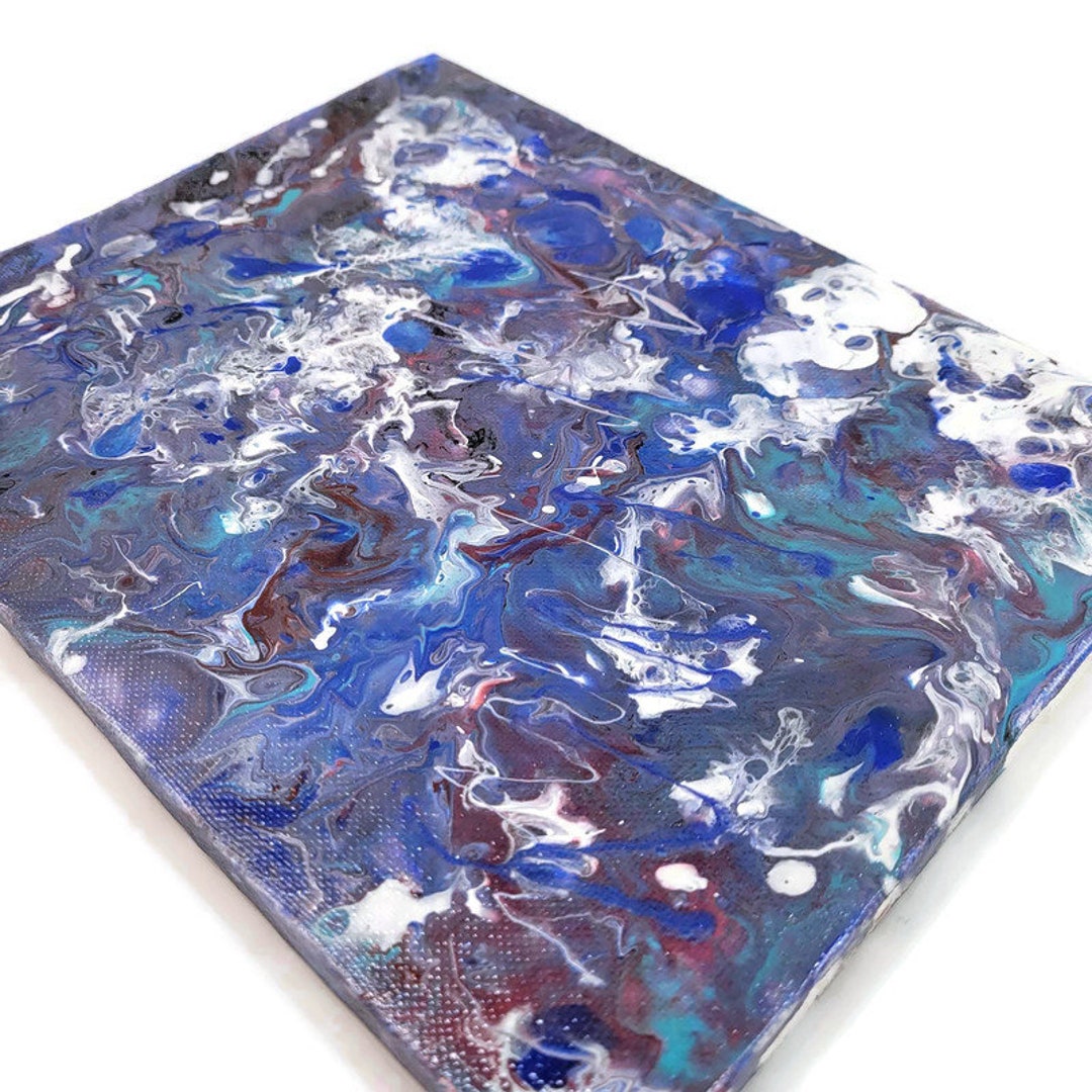 Original Acrylic Fluid Art Painting: 8x10 Abstract Canvas, Red White ...