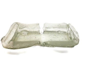 Melted Mason Jar Dish, Repurposed Glass, Butter Dish, Spoon Rest, Catch All Tray, Jewelry Keeper, Tea Candle Holder, Recycled, Green Living