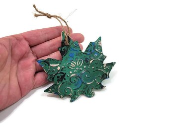 Maple Leaf Wooden Textured Boho Style Gift Tag Painted Autumn Fall Ornament Wine Bottle Gift Card Birthday Teacher Gift Wrap Embellishment