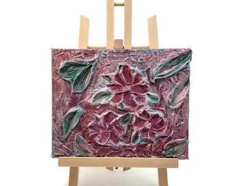 Textured Acrylic Floral Painting: Vintage Style 3D Wall Art (8x10)