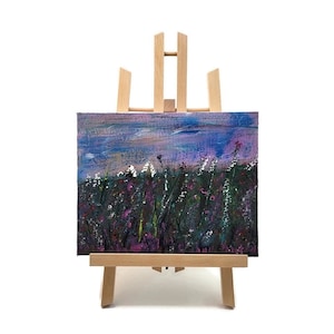Acrylic Painting Of A Wild Flowers Field, Meadow, Stretched Canvas Original 8x10, Abstract Art, Home Wall Decor, Landscape, Mothers Day Gift