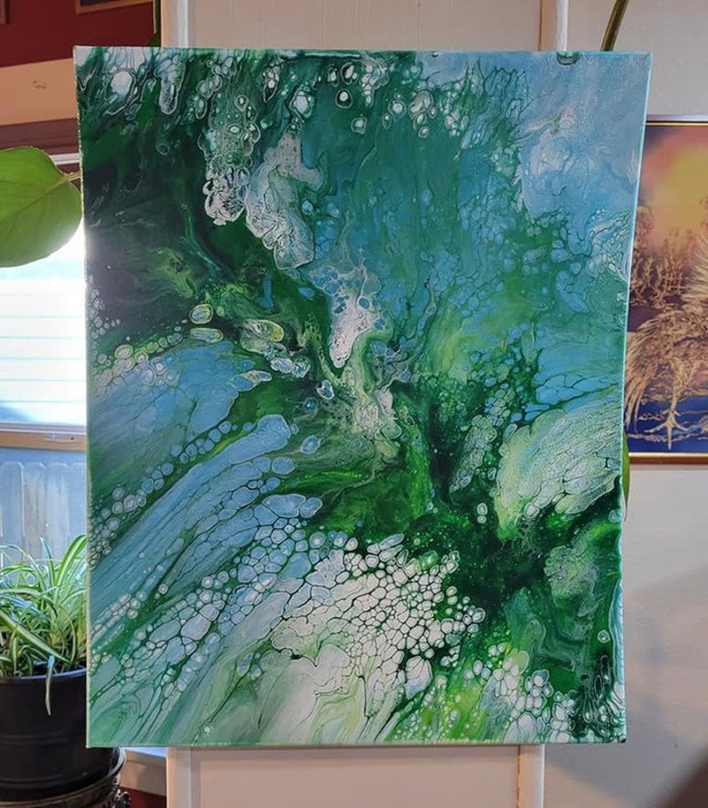 Discounted Warped Frame, Acrylic Fluid Art Painting, Stretched Canvas