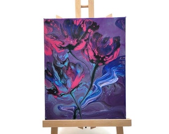 Fluid Art Flower Painting: Original Abstract Boho Decor (8x10)
