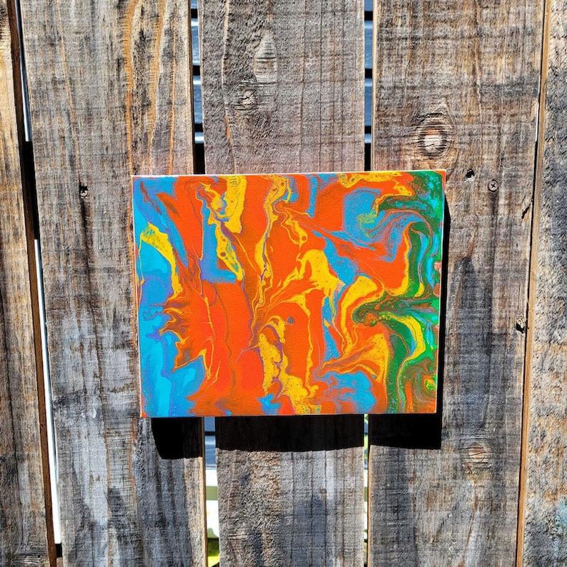 Acrylic Fluid Art Painting Stretched Canvas Original 8x10 Etsy