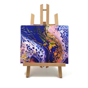 Acrylic Fluid Art Painting, Stretched Canvas, Original 8x10, Abstract Art, Home Decor, Nursery Decor, Galaxy Painting, Find The Face, Art
