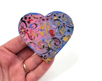 Heart Refrigerator Magnet Wooden Textured Resin Kitchen Office Decor Valentine Heart Magnet Girlfriend Gift Mother's Day Gift Birthday gift