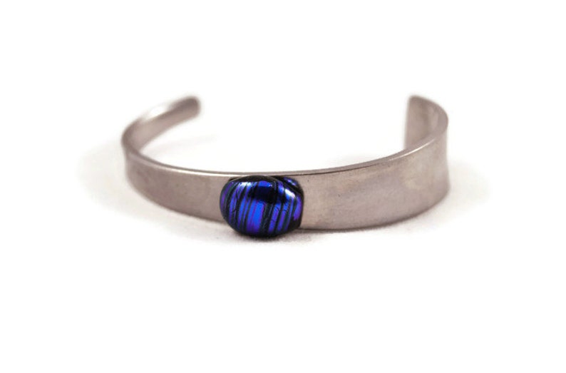 Spoon Handle Bracelet Dichroic Fused Glass Cuff Jewelry Etsy