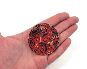 Textured Wooden Refrigerator Magnet - Boho Kitchen Decor