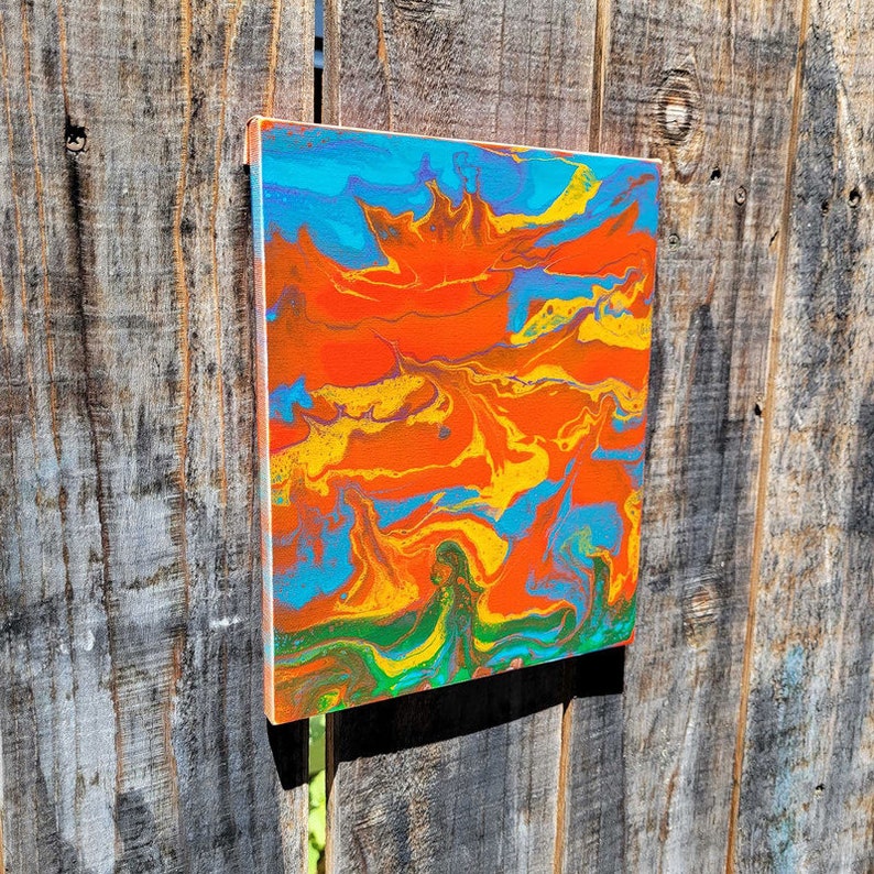 Acrylic Fluid Art Painting Stretched Canvas Original 8x10 Etsy