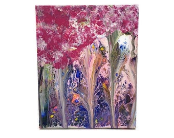 Original Acrylic Fluid Art Painting: Fantasy Garden, 8x10 Canvas