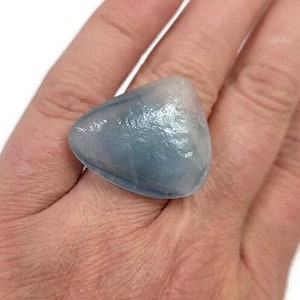 Re-purposed Melted Bottle Glass, Blue Ring, Blue Ice Art Ring, US size 6, Ocean Tones, Jewelry, Beachy, Boho, Hippie, Casual Wear, Gift Idea