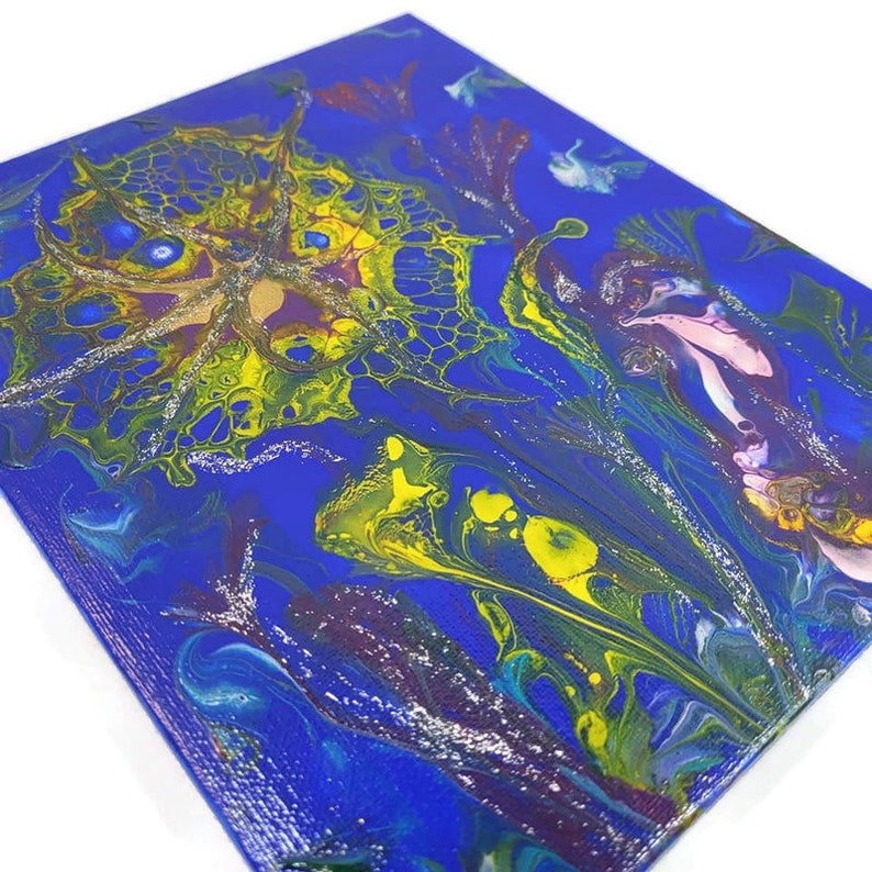 Acrylic Fluid Art Painting Stretched Canvas Original 8x10 Etsy