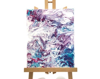 Original Abstract Fluid Art Painting: Pink, Purple & Blue (8x10)