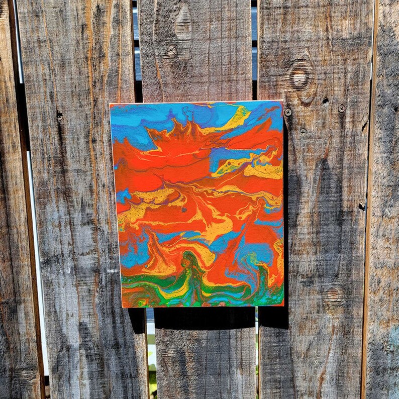 Acrylic Fluid Art Painting Stretched Canvas Original 8x10 Etsy
