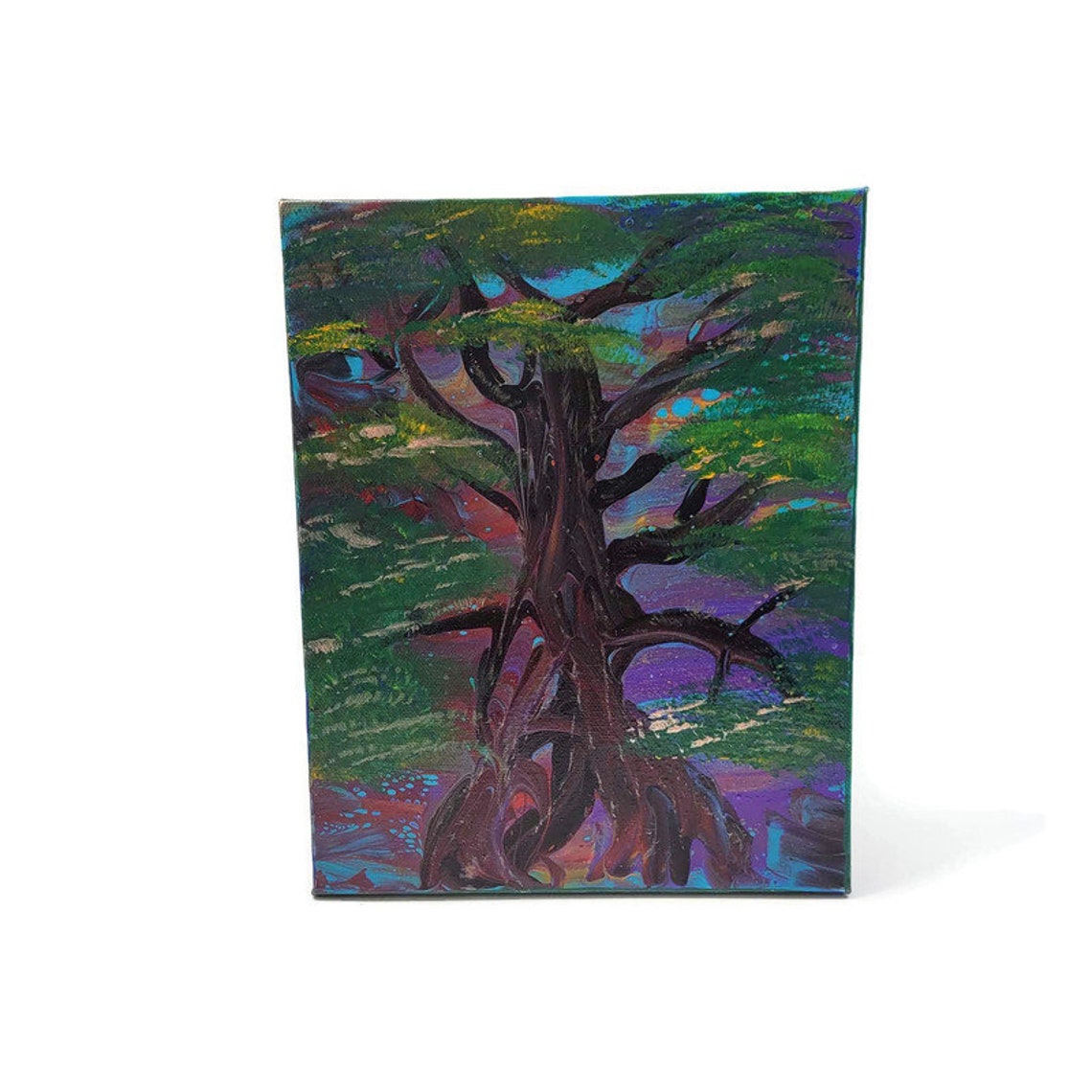 Forest Tree Acrylic Fluid Art Painting Stretched Canvas - Etsy