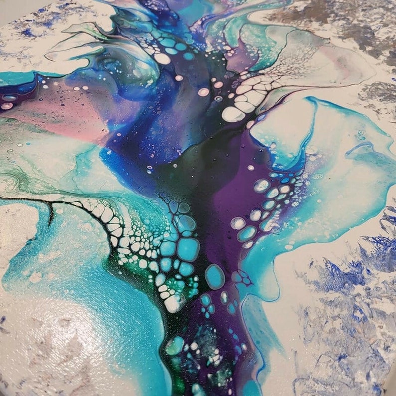 Acrylic Fluid Art Pour Painting Contemporary Abstract Wall Etsy