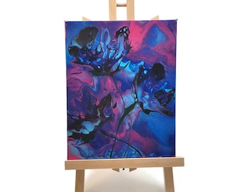 Acrylic Fluid Art Flower Painting: 8x10 Original Abstract Canvas