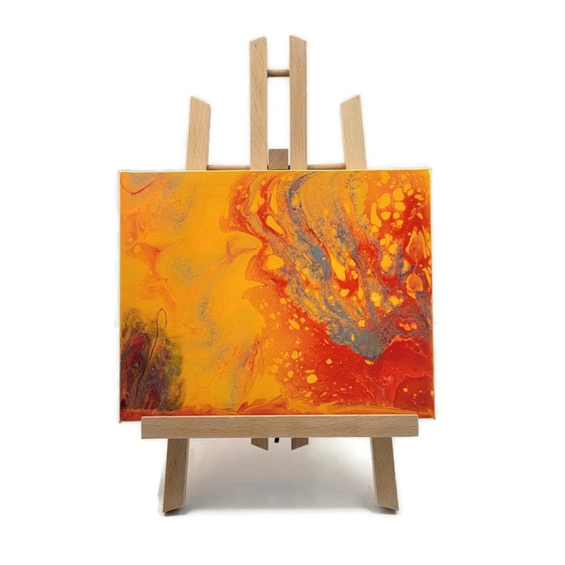 Acrylic Fluid Art Painting, Stretched Canvas, Original 8x10, Abstract