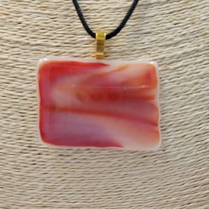 Large Fused Glass Orange Pendant Necklace, Jewelry. Sun Rise, Sun Set, Boho And Hippie Vibe, White, Pink, Beachy Feel, Back To School, Gift image 9