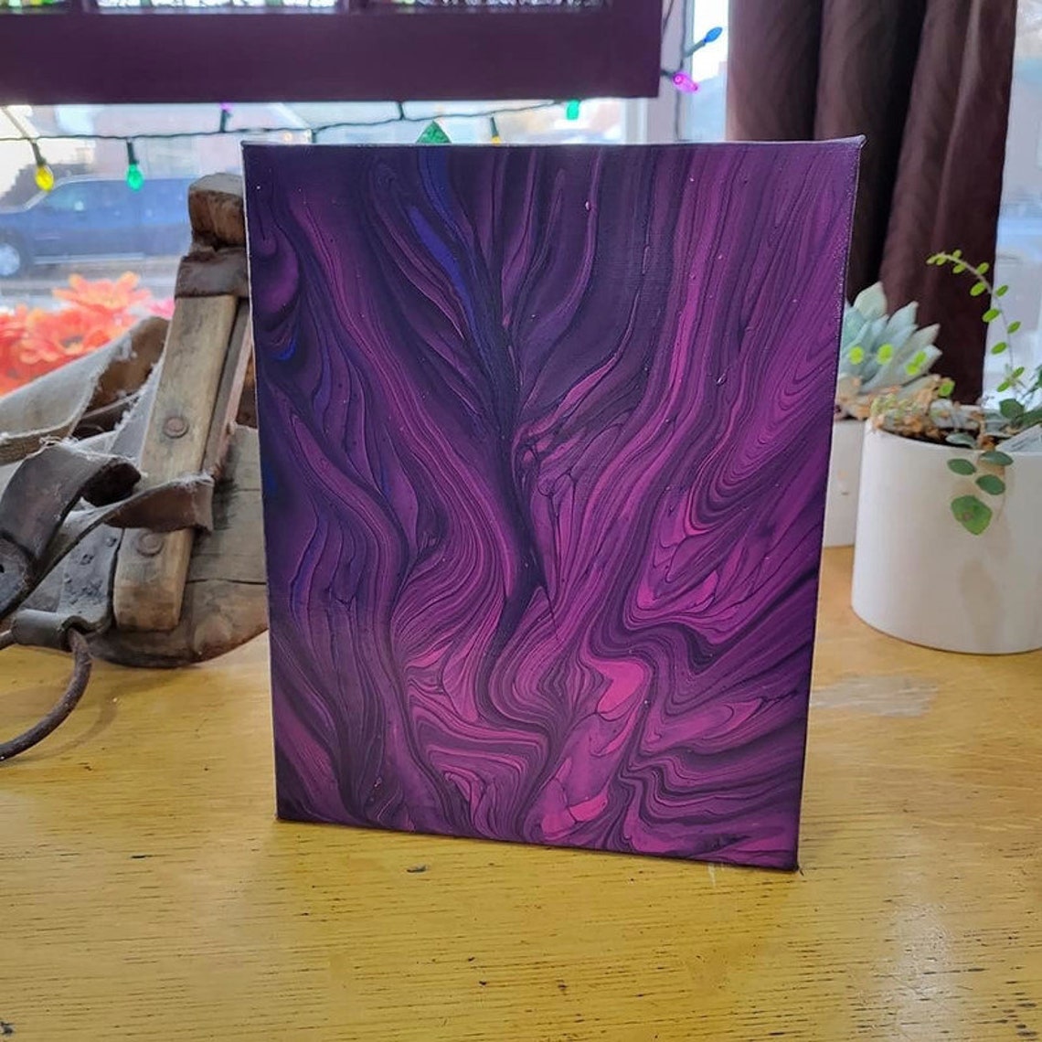 Acrylic Fluid Art Pour Painting Stretched Canvas Original 8x10