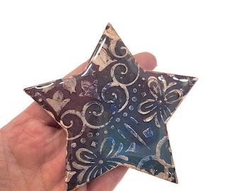 Textured Star Magnet Resin Art Boho Celestial Decor Handmade Strong Refrigerator Magnet 4 Inch