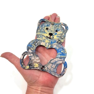 Oso de peluche Etiqueta de regalo texturizada de madera Adorno pintado Tarjeta de regalo boho Nuevo bebé Día de la madre Cumpleaños Adorno de San Valentín para envoltura de regalo