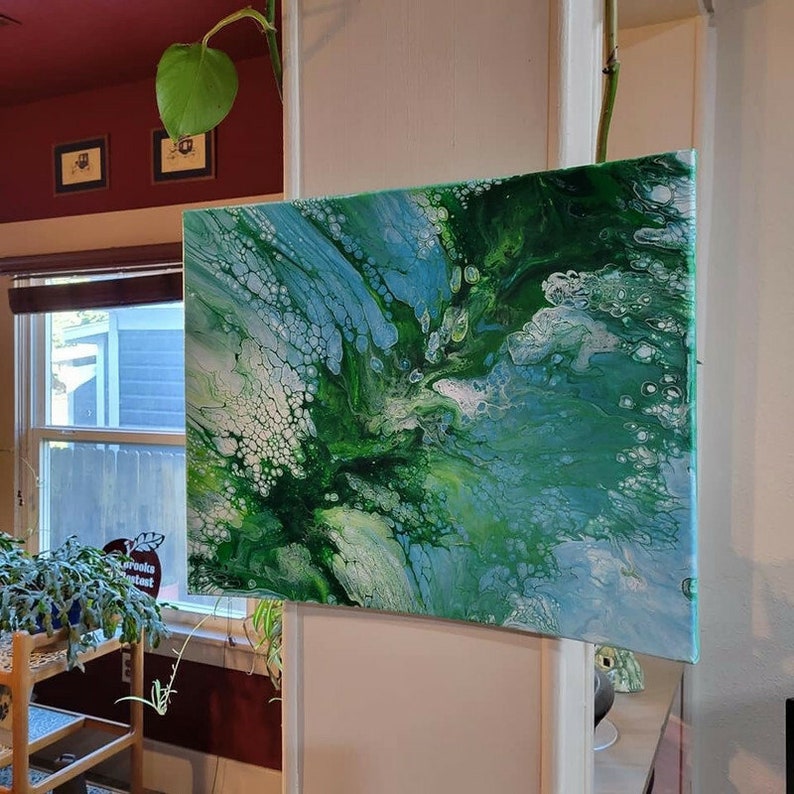 Discounted Warped Frame, Acrylic Fluid Art Painting, Stretched Canvas