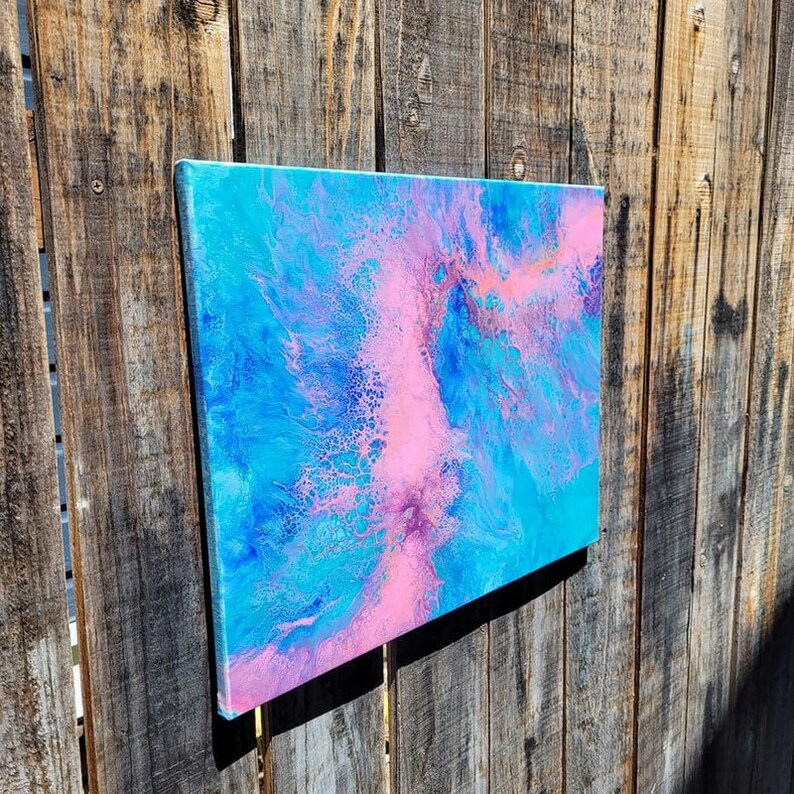 Acrylic Fluid Art Painting, Stretched Canvas, Original 16x20, Abstract