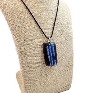 Dark Purple With Blue Green Silver Bubble Dichroic Fused Glass Pendant Necklace, Jewelry, Fashion, Boho Style, Hippie, Large, Birthday Gift image 7