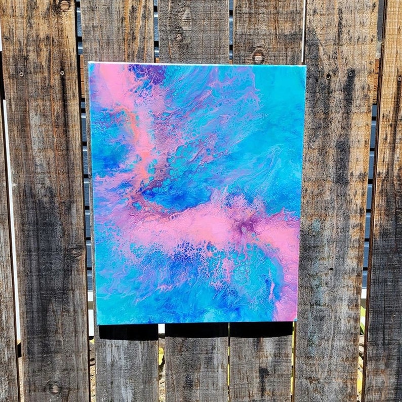 Acrylic Fluid Art Painting, Stretched Canvas, Original 16x20, Abstract, Home Wall Art, Bohemian