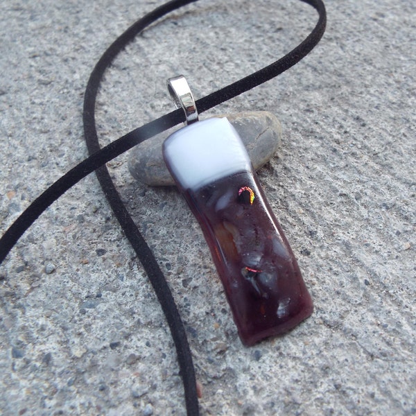 Pendentif en verre fusionné, collier de mode, violet, bijoux en verre bijoux Hippie