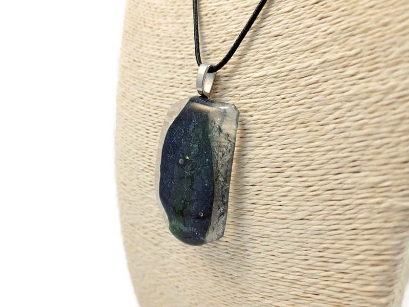 Dichroic Green Blue Fused Glass Pendant Necklace, Large, Jewelry ...