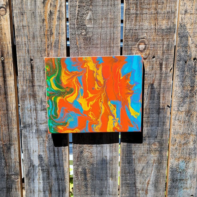 Acrylic Fluid Art Painting Stretched Canvas Original 8x10 Etsy
