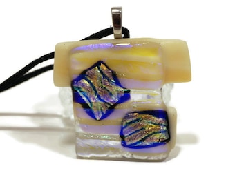 Dichroic Glass Pendant: Shimmering Fused Glass, Asian Inspired
