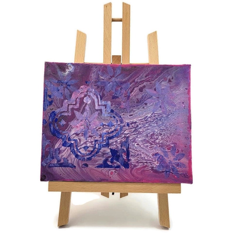 Acrylic Fluid Art Painting, Stretched Canvas, Original 8x10, Abstract
