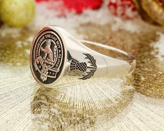 Wilson Scottish Clan Crest Signet Ring Silver or 9ct Gold